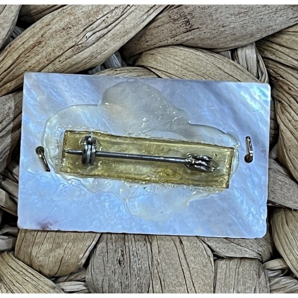 VTG Carved Mother of Pearl Shell Pin Brooch Gold Filled Wire Name Catherine - Picture 7 of 9